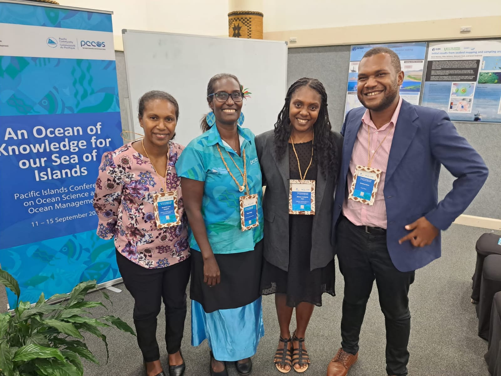 Miriam (right) at the Pacific Island Conference on Ocean Science and Ocean Management in Fiji, September 2023